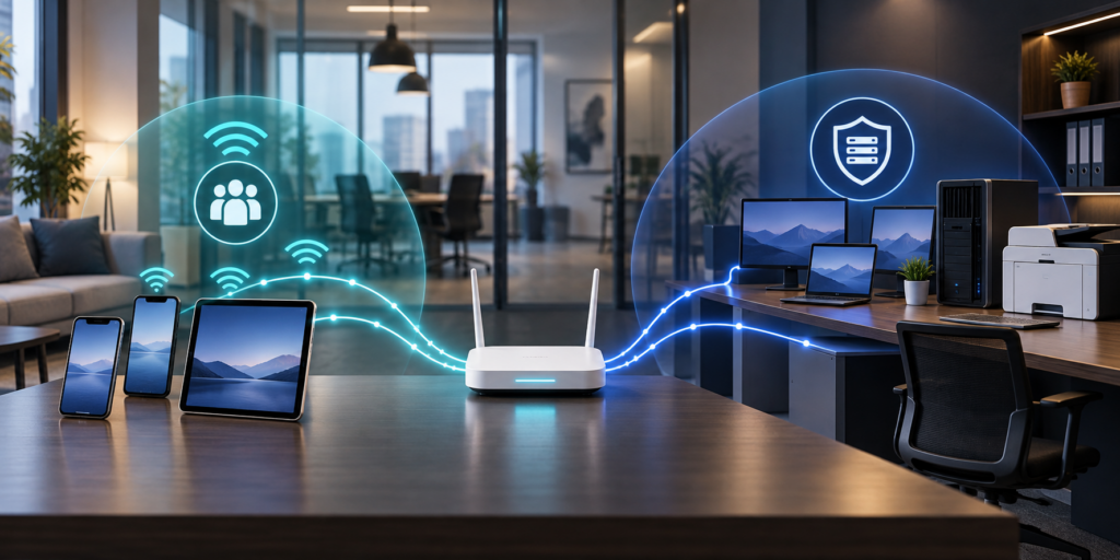 Guest Wi-Fi network separated from protected business systems